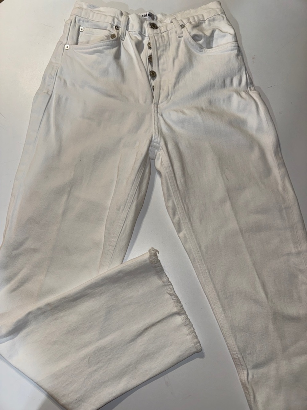 Women’s Agolde Riley High Rise Straight Jeans in Sour Cream size 25